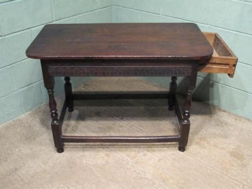 fig 2. ANTIQUE EARLY GEORGIAN JOINED OAK SIDE TABLE C1720 W6343/4.4