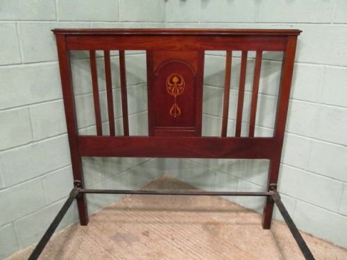 fig 2. ANTIQUE ART NOUVEAU INLAID MAHOGANY DOUBLE BED C1890 W6346/4.4