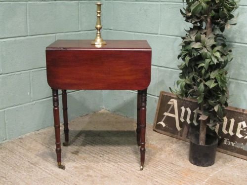 fig 1. ANTIQUE REGENCY MAHOGANY DROP LEAF SIDE OR WORK TABLE C1820 W6337/4.4