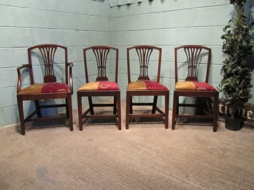 Antique Set Four Georgian Mahogany Dining Chairs C1780 W6369/11.4