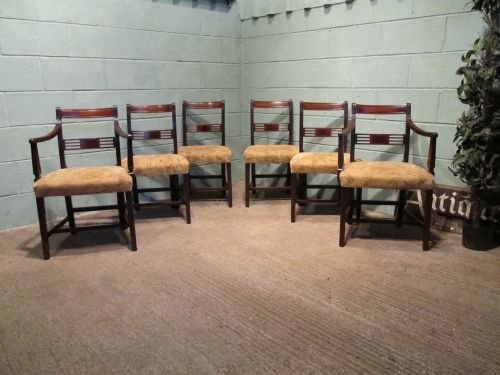 Antique Set Six Georgian Regency Mahogany Bar Back Dining Chairs C1800 W6365/11.4
