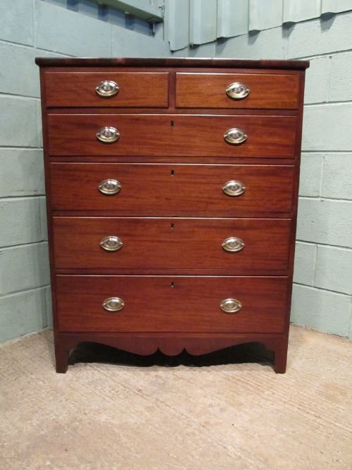 fig 1. ANTIQUE TALL REGENCY MAHOGANY CHEST OF DRAWERS C1800 W6403/21.4