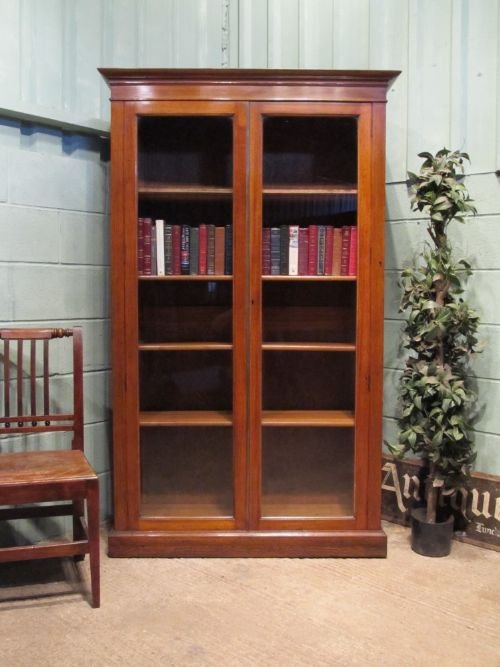 Antique Edwardian Oak Full Height Glazed Bookcase C1900 W6405/21.4