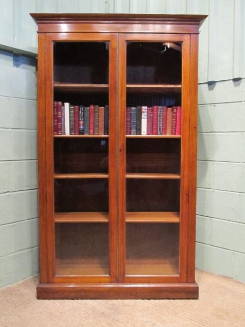 fig 1. ANTIQUE EDWARDIAN OAK FULL HEIGHT GLAZED BOOKCASE C1900 W6405/21.4