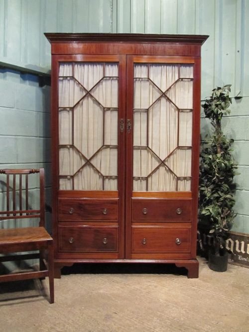 Antique Regency Mahogany Astragal Glazed Double Wardrobe C1800 W6401/21.4