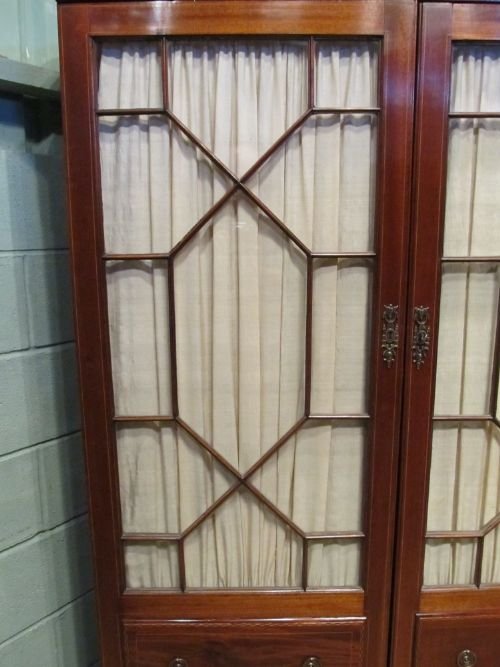 fig 2. ANTIQUE REGENCY MAHOGANY ASTRAGAL GLAZED DOUBLE WARDROBE C1800 W6401/21.4