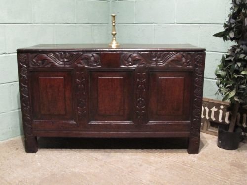 Antique 17th Century James 11 Oak Coffer Box C1700 W6386/26.4
