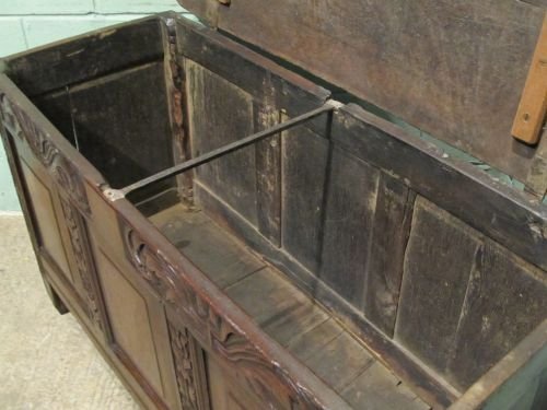 fig 1. ANTIQUE 17TH CENTURY JAMES 11 OAK COFFER BOX C1700 W6386/26.4