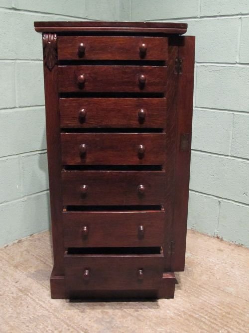 fig 1. ANTIQUE VICTORIAN OAK WELLINGTON CHEST OF DRAWERS C1860 W6379/26.4