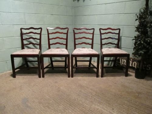 Antique Set Four Georgian Regency Mahogany Ladder Back Dining Chairs C1800 W6387/26.4