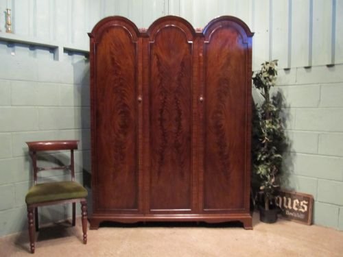 Antique Edwardian Mahogany Triple Dome Top Wardrobe C1900 W6348/8.5