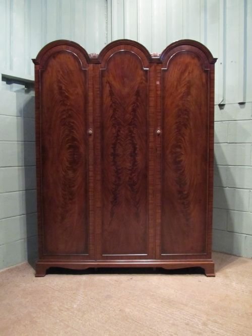 fig 1. ANTIQUE EDWARDIAN MAHOGANY TRIPLE DOME TOP WARDROBE C1900 W6348/8.5