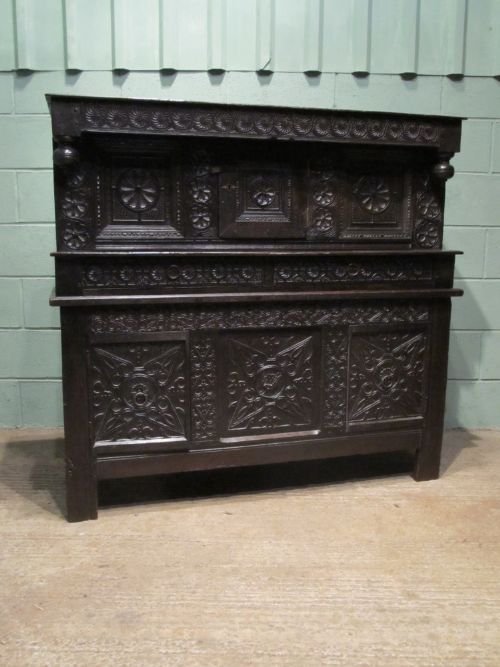 fig 1. ANTIQUE 17TH CENTURY SMALL CARVED OAK SIDEBOARD C1640