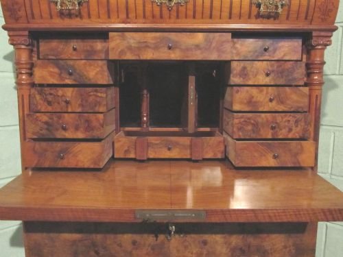 fig 2. ANTIQUE VICTORIAN BURR WALNUT SECRETAIRE ESCRITOIRE BUREAU CHEST OF DRAWERS C1880 W6209/27.12