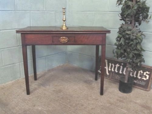 Antique Georgian Oak & Mahogany Banded Fold Over Table C1780 W6221/1.2