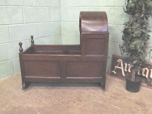 Antique Georgian Joined Country Oak Childs Rocking Crib C1780 6261/14.2