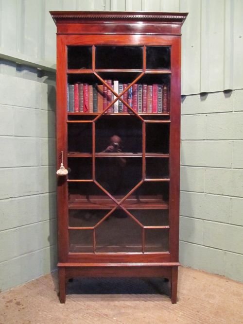 fig 1. ANTIQUE REGENCY MAHOGANY TALL ASTRAGAL GLAZED BOOKCASE C1800 W6423/16.4