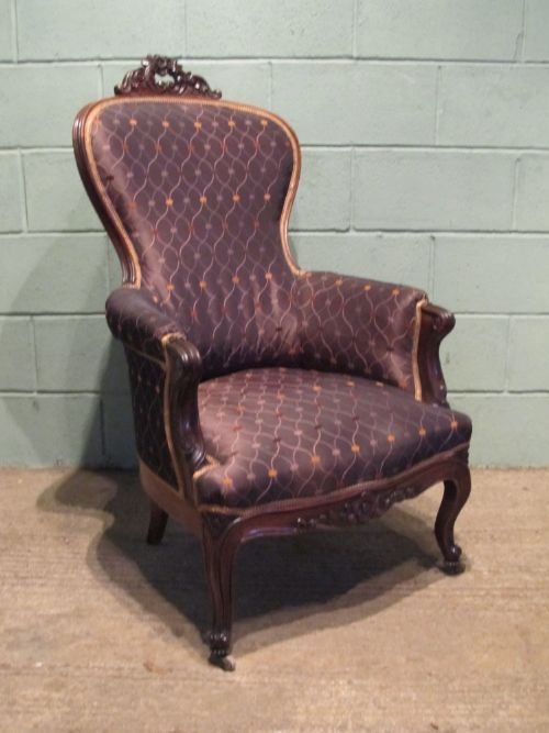 Antique Victorian Spoon Back Salon Armchair C1880 W6421/16.5