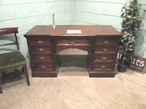 fig 1. ANTIQUE VICTORIAN MAHOGANY BREAKFRONT TWIN PEDASTAL DESK C1890 W6427/16.5