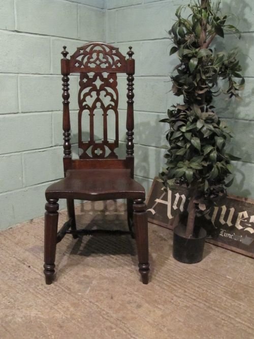 Antique Victorian Carved Gothic Oak Hall Chair C1860 Md11/23.5