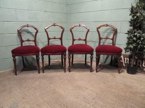 Antique Set Four Matching Victorian Rosewood Dining Chairs C1880 W6451/1.6