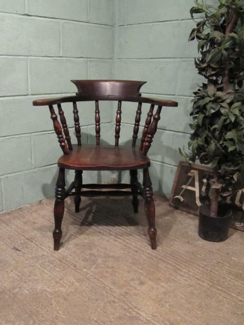 Antique Victorian Oak & Elm Captains Chair C1860 W6445/1.6