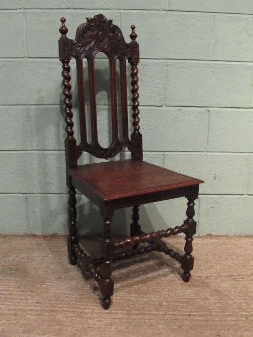fig 1. ANTIQUE SET FOUR VICTORIAN GOTHIC CARVED OAK CHAIRS C1880 W6450/1.6