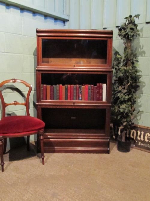 Antique Solid Oak Globe Wernicke Three Sectional Bookcase W6452/6.6