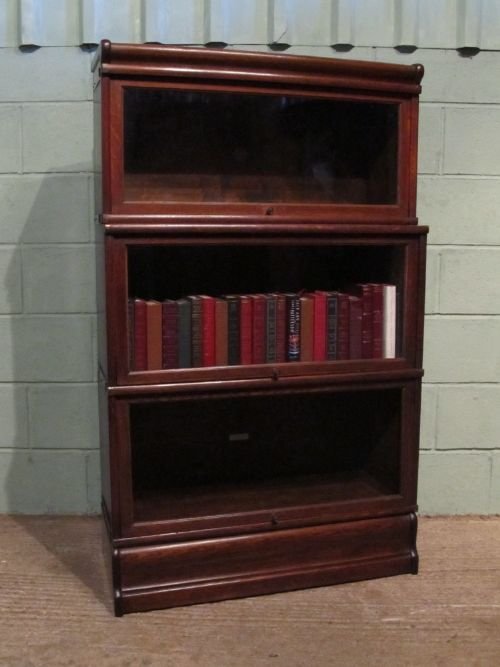 fig 2. ANTIQUE SOLID OAK GLOBE WERNICKE THREE SECTIONAL BOOKCASE W6452/6.6
