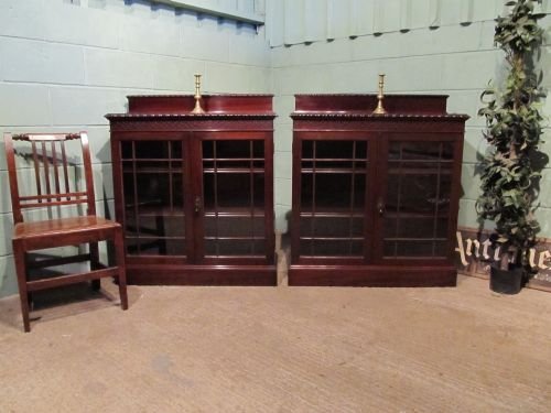 Antique Pair Late Victorian Mahogany Chippendale Bookcases C1880 W6462/20.6