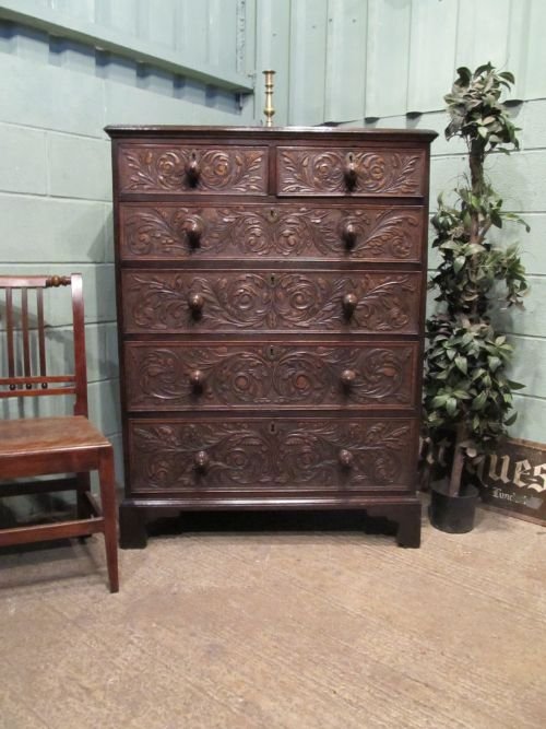 Antique Georgian Carved Oak Chest of Drawers C1780 W6466/20.6