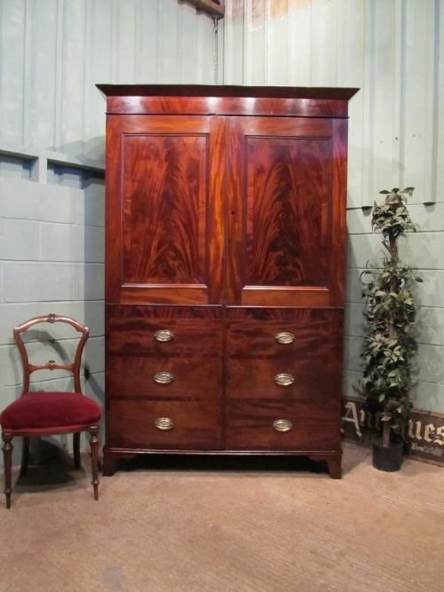 Antique Regency Mahogany Campaign Wardrobe (All Hanging) C1800 W6480/27.6