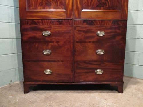 fig 1. ANTIQUE REGENCY MAHOGANY CAMPAIGN WARDROBE (ALL HANGING) C1800 W6480/27.6