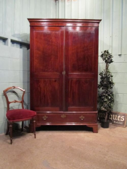 Antique Edwardian Mahogany Double Wardrobe C1900 W6481/27.6