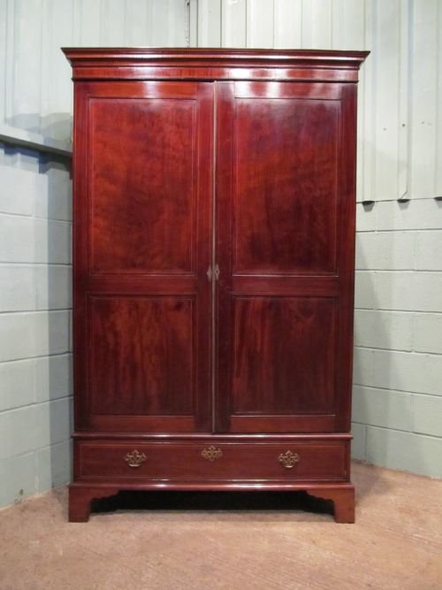 fig 1. ANTIQUE EDWARDIAN MAHOGANY DOUBLE WARDROBE C1900 W6481/27.6