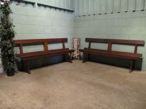 Antique Pair Victorian Oak Benches C1880 W6502/27.6