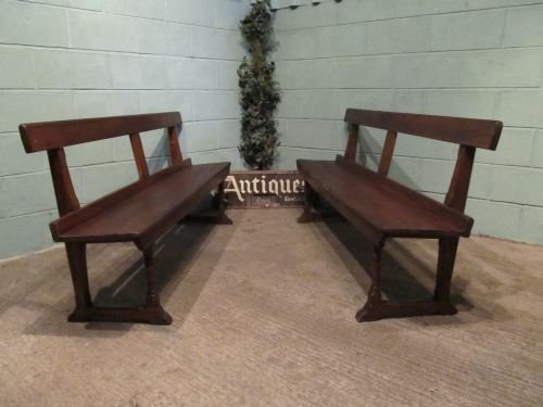 fig 1. ANTIQUE PAIR VICTORIAN OAK BENCHES C1880 W6502/27.6