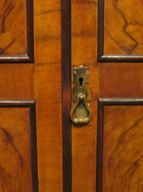 fig 1. ANTIQUE SMALL EDWARDIAN WALNUT & MAHOGANY DOUBLE WARDROBE C1900 W6449/27.6