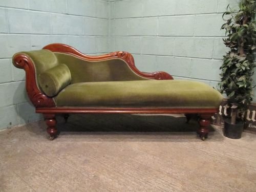 Antique Victorian Mahogany Swan Back Chaise Longue Sofa C1880 W6489/27.6
