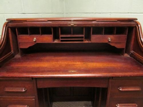 fig 1. ANTIQUE EDWARDIAN OAK ROLL TOP PEDASTAL DESK C1900 W6506/2.7
