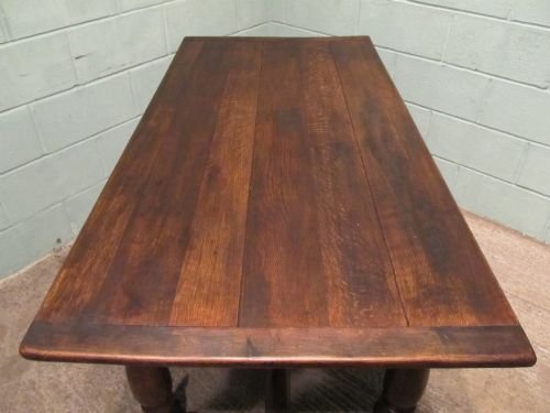 Antique Victorian Solid Oak Plank Top Refectory Dining Table C1880 W6512/2.7