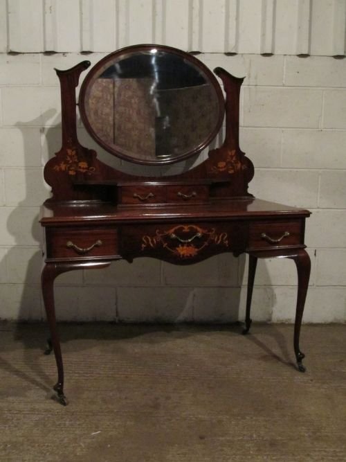 Antique Victorian Art Nouveau Quailty Mahogany Inlaid Dressing Table C1890 W6177b/6.12