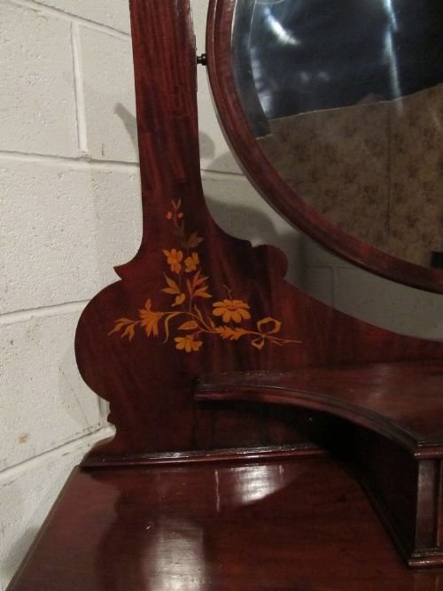 fig 2. ANTIQUE VICTORIAN ART NOUVEAU QUAILTY MAHOGANY INLAID DRESSING TABLE C1890 W6177B/6.12