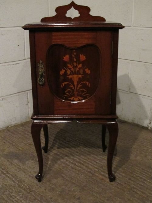 Antique Victorian Art Nouveau Quality Mahogany Inlaid Bedside Cabinet Pot Cupboard C1890 W6177c/6.12