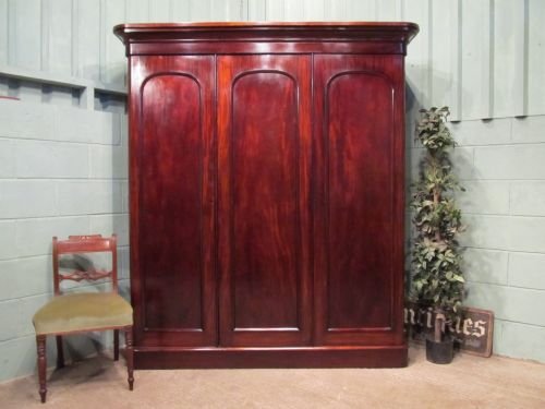Antique Victorian Mahogany Triple Wardrobe Armoire C1880 W6496/18.7