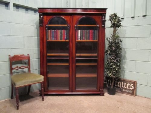 Antique Victorian Mahogany Glazed Bookcase C1860 W6521/18.7