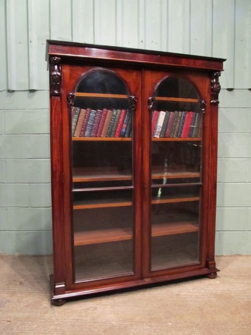 fig 2. ANTIQUE VICTORIAN MAHOGANY GLAZED BOOKCASE C1860 W6521/18.7