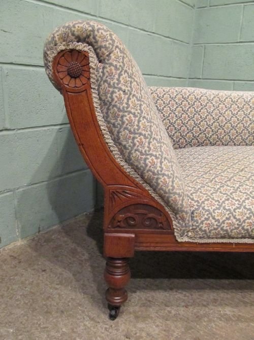 fig 2. ANTIQUE VICTORIAN ARTS & CRAFTS OAK CHAISE LONGUE C1890 W6490/18.7