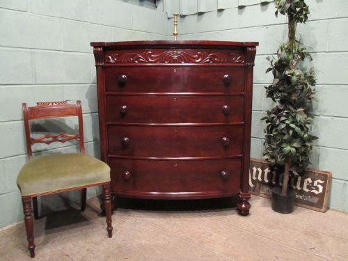 Antique Victorian Mahogany Bow Front Chest of Drawers C1880 W6523/18.7