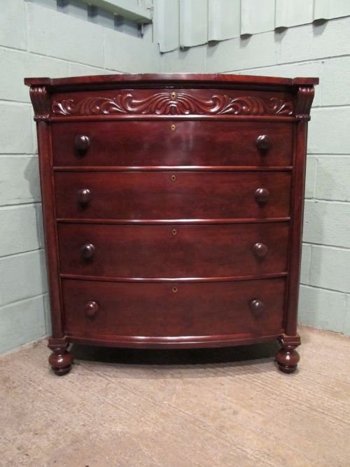 fig 1. ANTIQUE VICTORIAN MAHOGANY BOW FRONT CHEST OF DRAWERS C1880 W6523/18.7